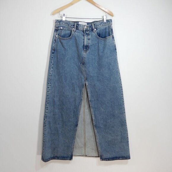 SLVRLAKE Dallas Denim Maxi SKIRT Size 31 Blue Hard Times Front Slit NEW $299 - Picture 6 of 13